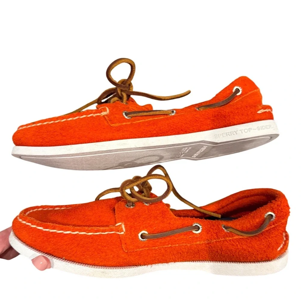 Sperry Top‎ Sider Men's Orange Suede Leather Boat Shoes STS23938 Size 7.5